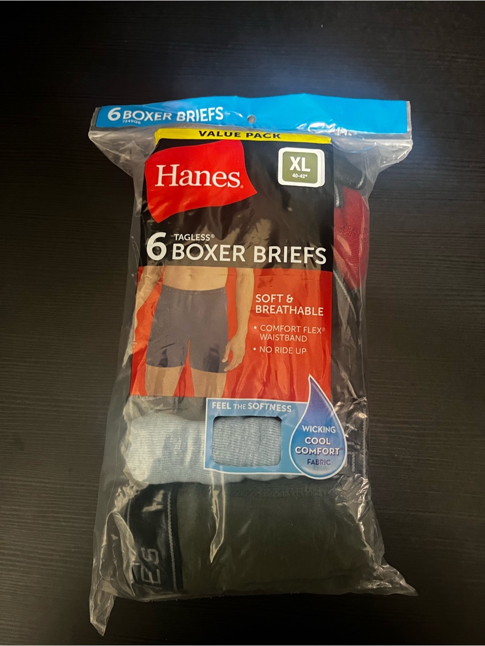 Hanes 6-Pack Men’s Tagless Boxer Briefs Multi-Color Size XL